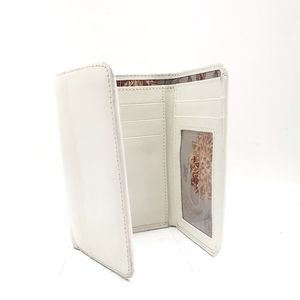 Hobo International Leather Trifold Wallet in Off White